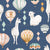 Wanderlust Hot Air Balloons and Llamas on Blue Image