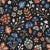 Cozy Fall Forest in Brown Navy Blue and Ivory on Black Woodland Botanical Wallpaper Image
