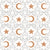 Halloween Dotted Line Diamonds With Moon & Stars- Black & Terracotta Orange on White Image