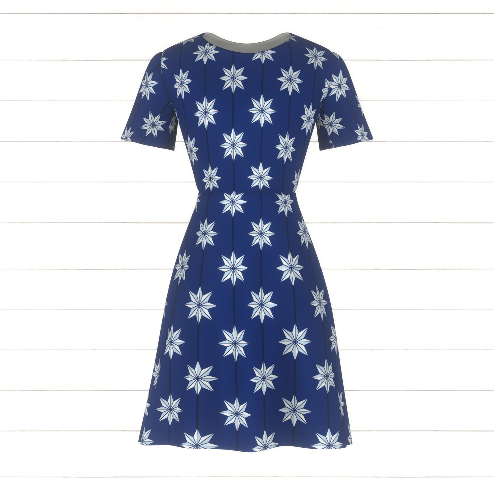 NorthStar Christmas Collection – Royal Blue With Light Blue and White Stars in Line Design – Royal Blue With Light Blue and White