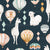 Whimsical Watercolor Llamas and Hot Air Balloons on Navy Blue Image