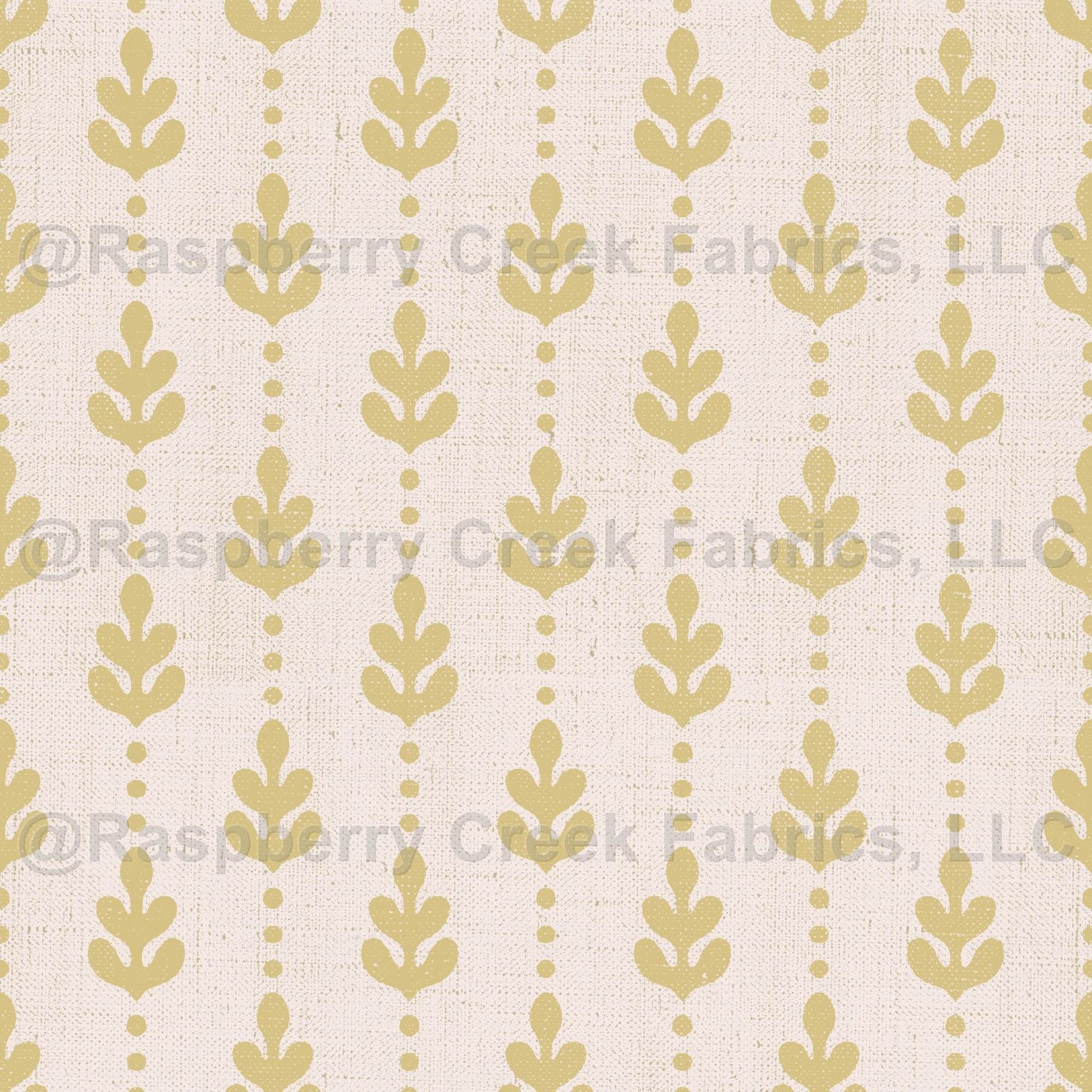 Stamped Linen Vertical Leaves - Gold Flax