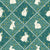 Teal green bunnies in diamonds geometric vintage floral (bunnyhop collection) Image