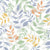 French Country Leaves in blue green orange and yellow Image