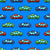 Colorful Toy Pixelated Video Game Cars on Electric Blue Wallpaper Image