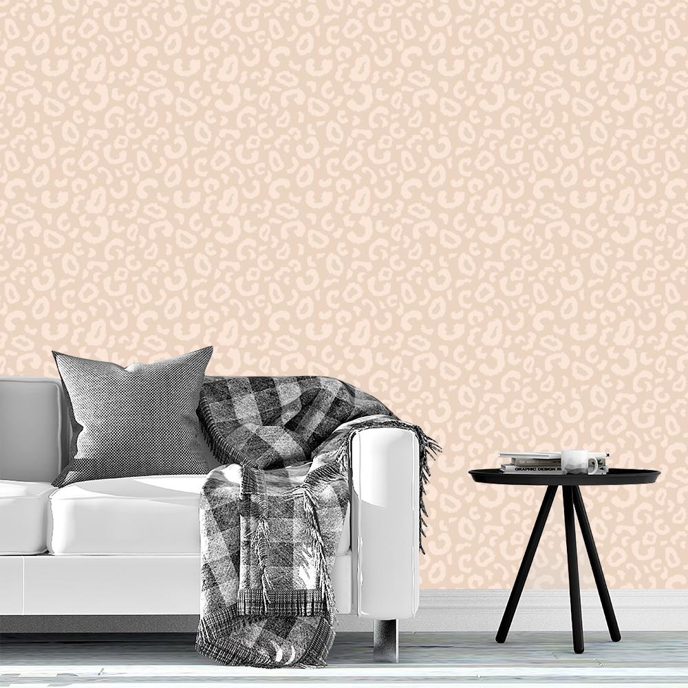 Large Ecru Light on Dark Leopard Print Wallpaper