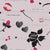 Valentine's Day design with silhouettes of roses, lips sending kisses, hearts and petals on  pink grey. Image