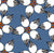 Hand Drawn Novelty White Flowers on Muted Blue with Black Outlines Image