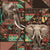 Exotic Tribal Elephant Fabric, ethnic home decor garment, brown turquoise rust,  studios, Wild Animals Collection Image