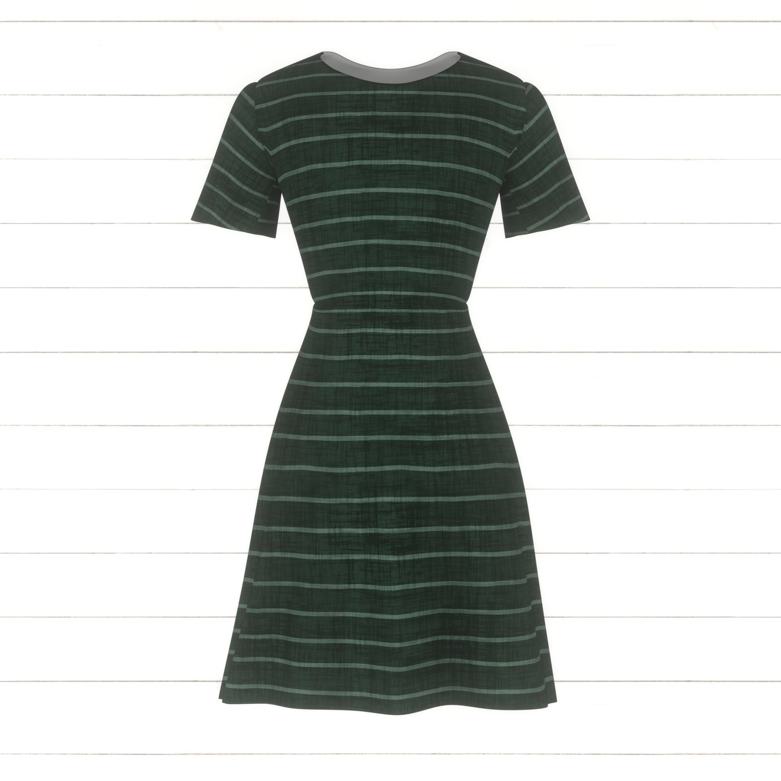 Faux Linen PRINTED Textured Stripe Emerald