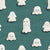 Cute Ghosts with Teal Blue Dots on Teal Image