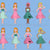 50s girls in poodle skirts - vintage style print featuring poodle skirt wearing girls (part of the 