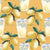 Painterly lemons and a glass of lemonade with ice cubes on a yellow orange background with a linen texture Image