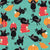 Busy Halloween Black Cats // mint green background black kitties orange red yellow black and white cute pumpkins and books Image