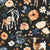 Farm and Meadow Watercolor Goat Farm Floral on Dark Gray Image