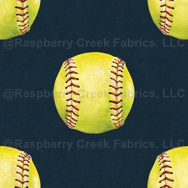 Softball Raspberry All Star Sports Softball on Textured Navy - Raspberry Creek Fabrics