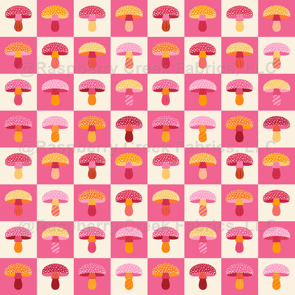 Pink Preppy Mushrooms - Raspberry Creek Fabrics