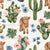 Boho Baby Highland Cow and Desert Cactus Floral Image