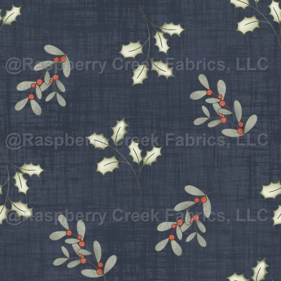Feeling Jolly Sprigs Navy Fabric, Raspberry Creek Fabrics