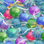 Festive Christmas Balls Pattern, Bright Multi-Color on Faux Texture Fabric Image