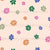 A Retro Love flowers Collection Coordinate of Ditsy Retro Style Pink, Green, Orange, and Royal Blue Flowers on a Pale Salmon Background Image