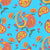 Hand Painted Gouache Floral Paisley on Bright Aqua Image