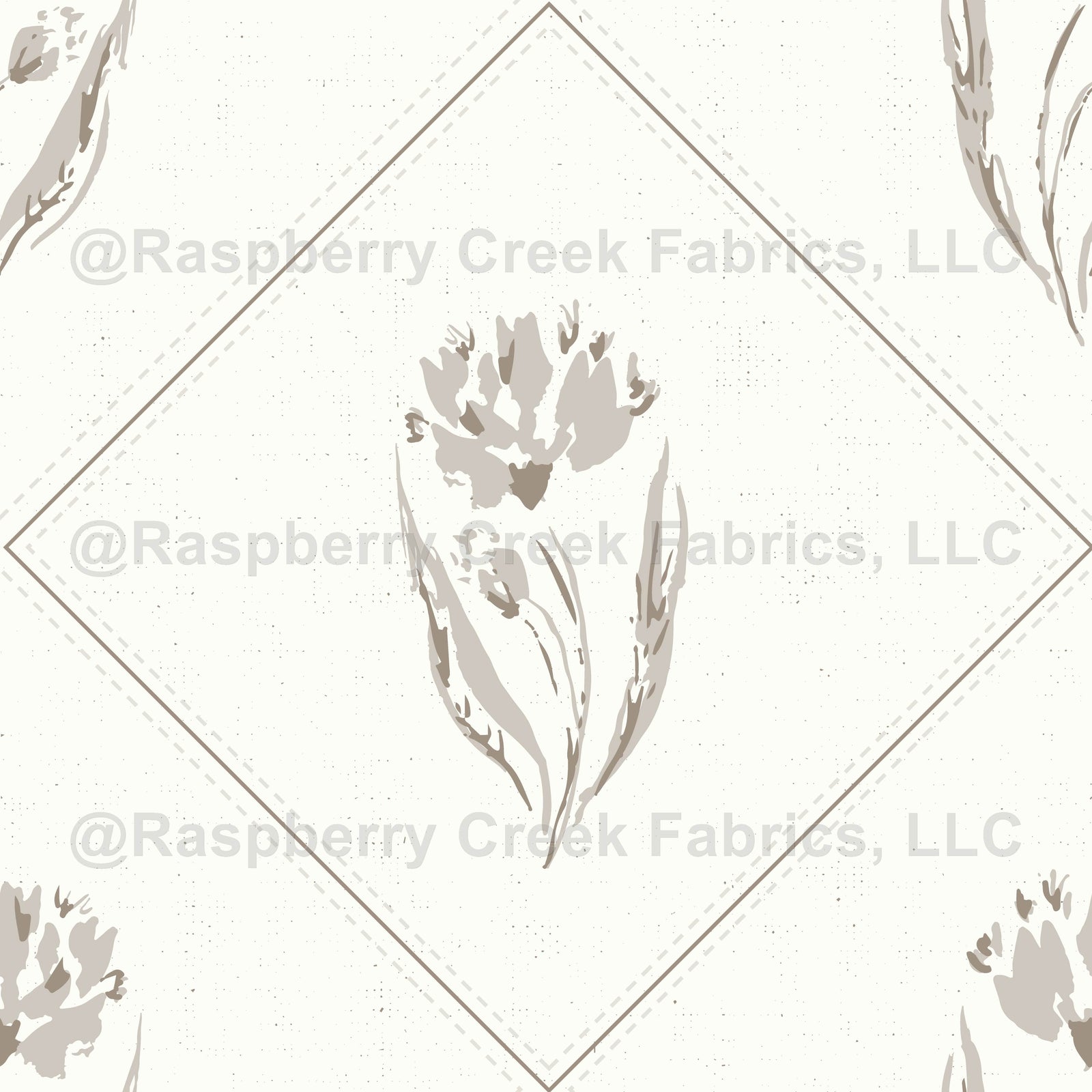 Sketchy Silhouette Diamond in Ivory. This neutral sketched floral motif in a diamond pattern.