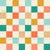 Checkerboard in  coral, peach, blue, teal, cream  and  gold made to match my Happy Little Dogs collection Image