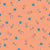 Ditsy Pink and Blue Folk-Inspired Flowers Scattered Across an Orange Background Image