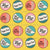1950s Colorful Soda Bottlecaps on Yellow Image