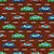 Colorful Toy Pixelated Video Game Cars With Road Lines Markings on Brown Wallpaper Image
