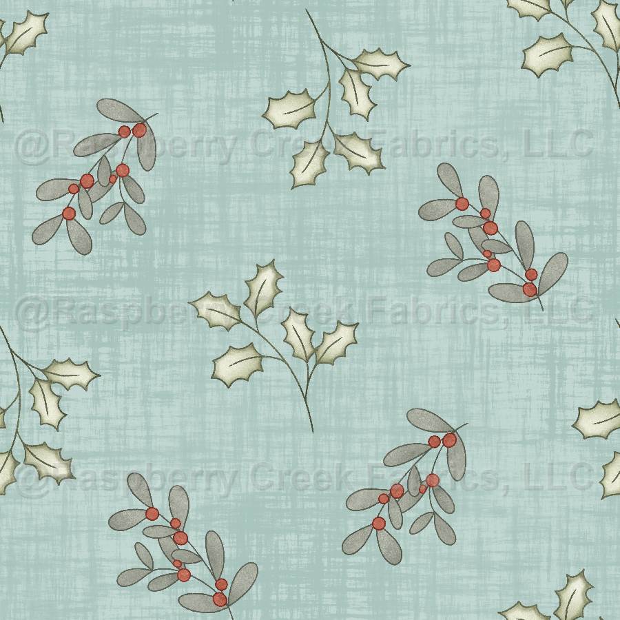 Feeling Jolly Sprigs Blue Fabric, Raspberry Creek Fabrics