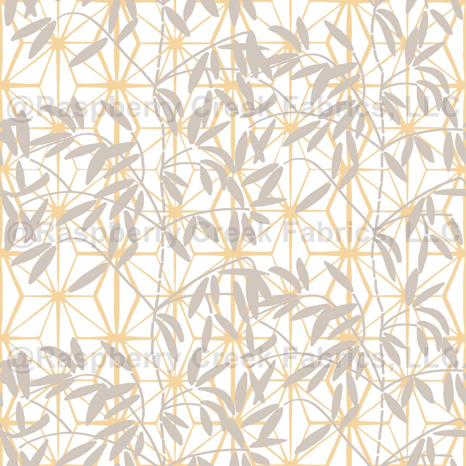 Abstract Bamboo in White Tan, Shizen by Stephanie Fiona Design