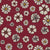 American Folksy Floral Tossed Khaki flowers with Bright Yellow centers and charcoal on Red background Image
