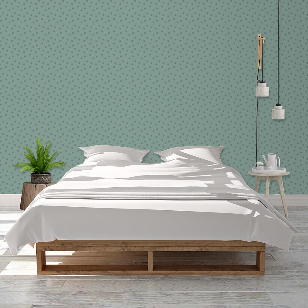 Modern Polka Dots 2 on Light Gray-Green