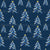 Hand painted watercolor Christmas trees in winter blue with yellow and red ornaments and snowy tops on a blue background. Image