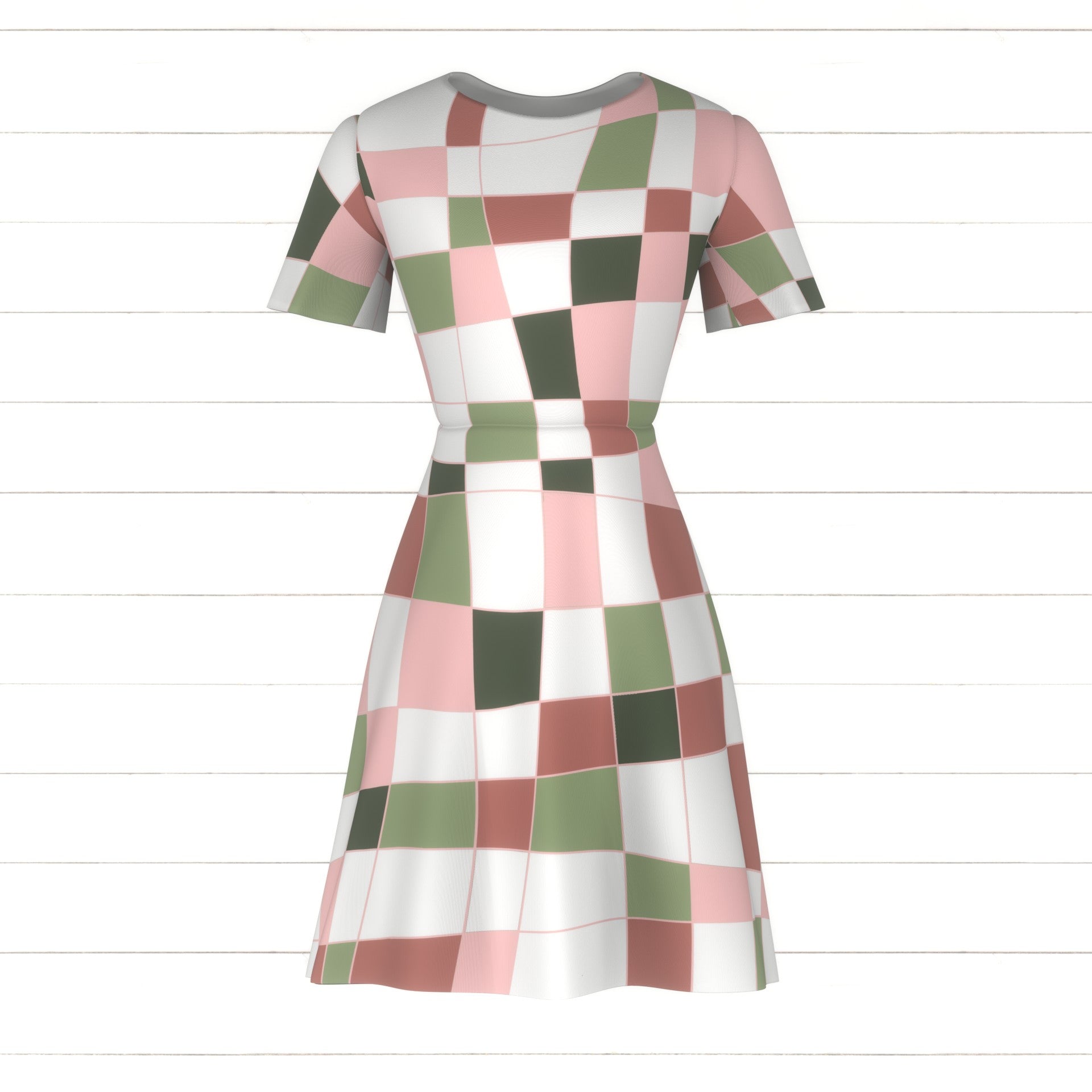 Wavy Checkered Pink Fabric