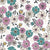 American Folksy Floral - Hero 02 Pink Turquoise, Cream, Buttercup Yellow on White Image