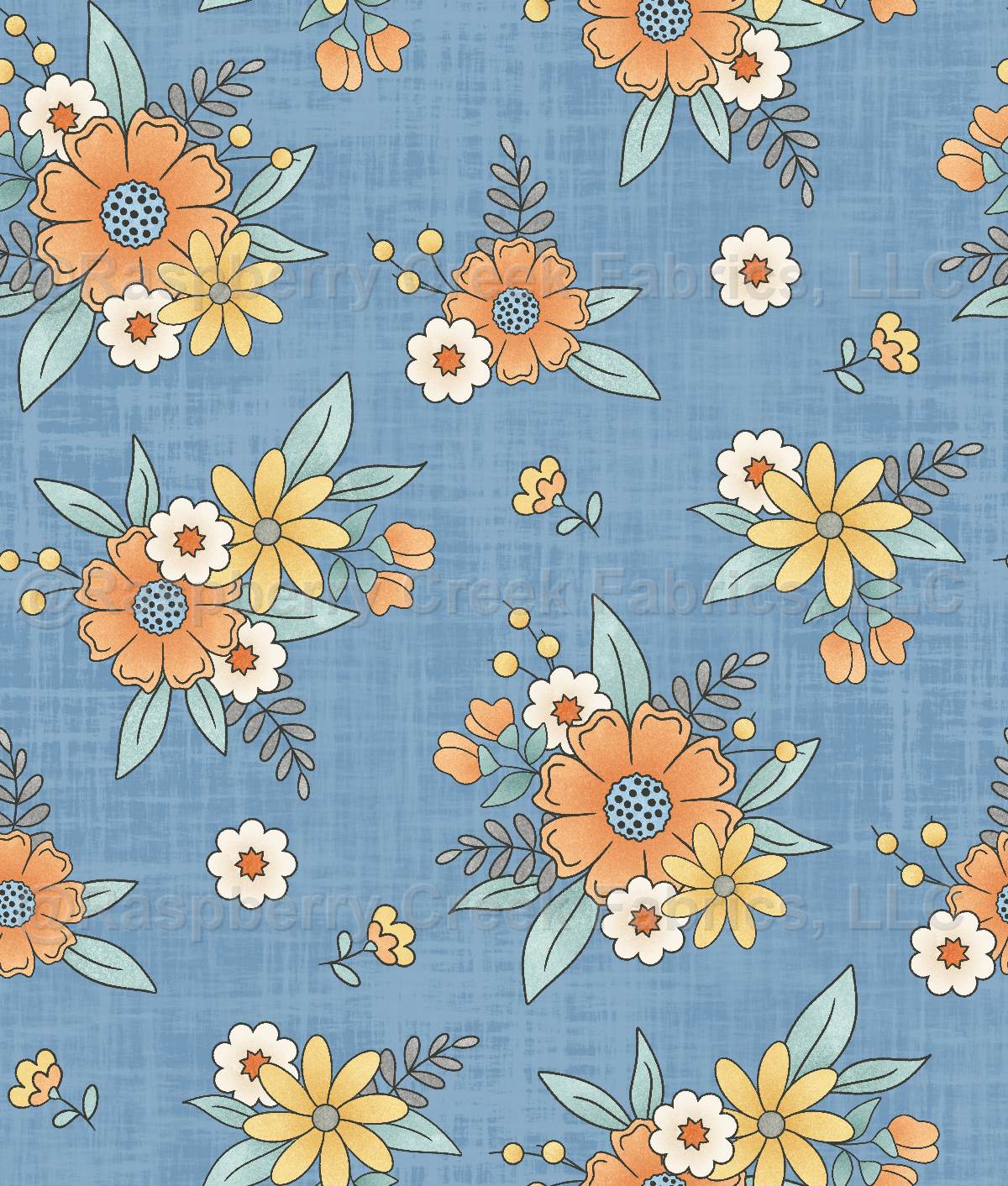 Construction Crew Floral Blue