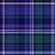 Large dark welsh style tartan. The colors depict the overall vibe of Wales: woods, meadows, sky, waters, bluebells, daffodils. Thinner yellow, orange and light blue stripes, base colors in blue and green. Image