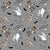 Halloween Monster Mash Dancing Skeletons Ghosts Mummies Frankenstein on Grey Image