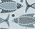 Mid Century Fish and Bubbles Fabric ©studioxtine Image