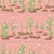 Rows of blooming saguaro cacti on salmon pink linen texture Image