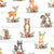 Christmas Forest Animals {White} Watercolor Winter Woodland Animals Image