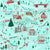 North Pole, Christmas, map, winter, kids, whimsical, family, hand drawn, white, red, green, turquoise, blue Image