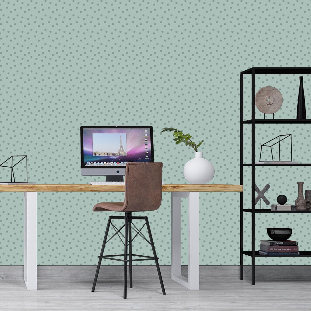 Modern Polka Dots 2 on Light Green