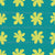 Hand-Drawn Flowers in Yellow Green on Turquoise Background Image