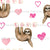Blue and Pink Valentine Sloths and Hearts Image