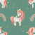 Unicorns And Rainbows On Green | Unicorns & Rainbows Collection By JuneyB Design Image