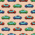 Colorful Toy Pixelated Video Game Cars on Desert Sand Brown Image